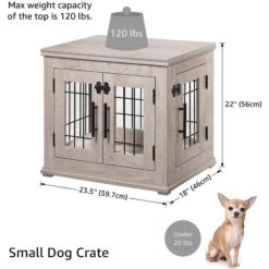 Unipaws Wooden Wire Dog Crate Furniture End Table -Dog Supply Store 299112 PT7. AC SS1800 V1640272286