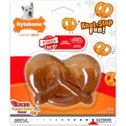 Nylabone Power Chew Pretzel Dog Toy Bacon & Peanut Butter