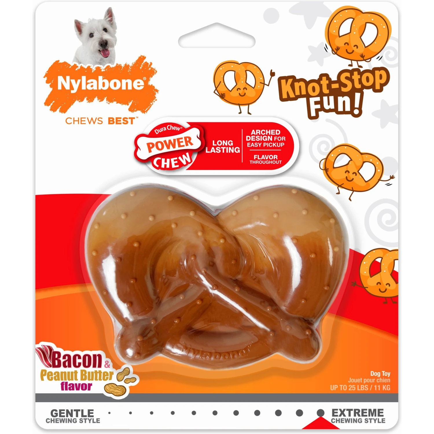 Nylabone Power Chew Pretzel Dog Toy Bacon & Peanut Butter 1 Nylabone Power Chew Pretzel Dog Toy Bacon & Peanut Butter