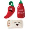 Pet Shop By Fringe Studio Hot & Spicy Small Dog Squeaky Plush Dog Toy, 3 Count
