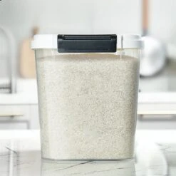 Hanamya BPA Free Pet Food Storage Container & Measuring Cup, White & Grey -Dog Supply Store 306780 PT3. AC SS1800 V1697582801