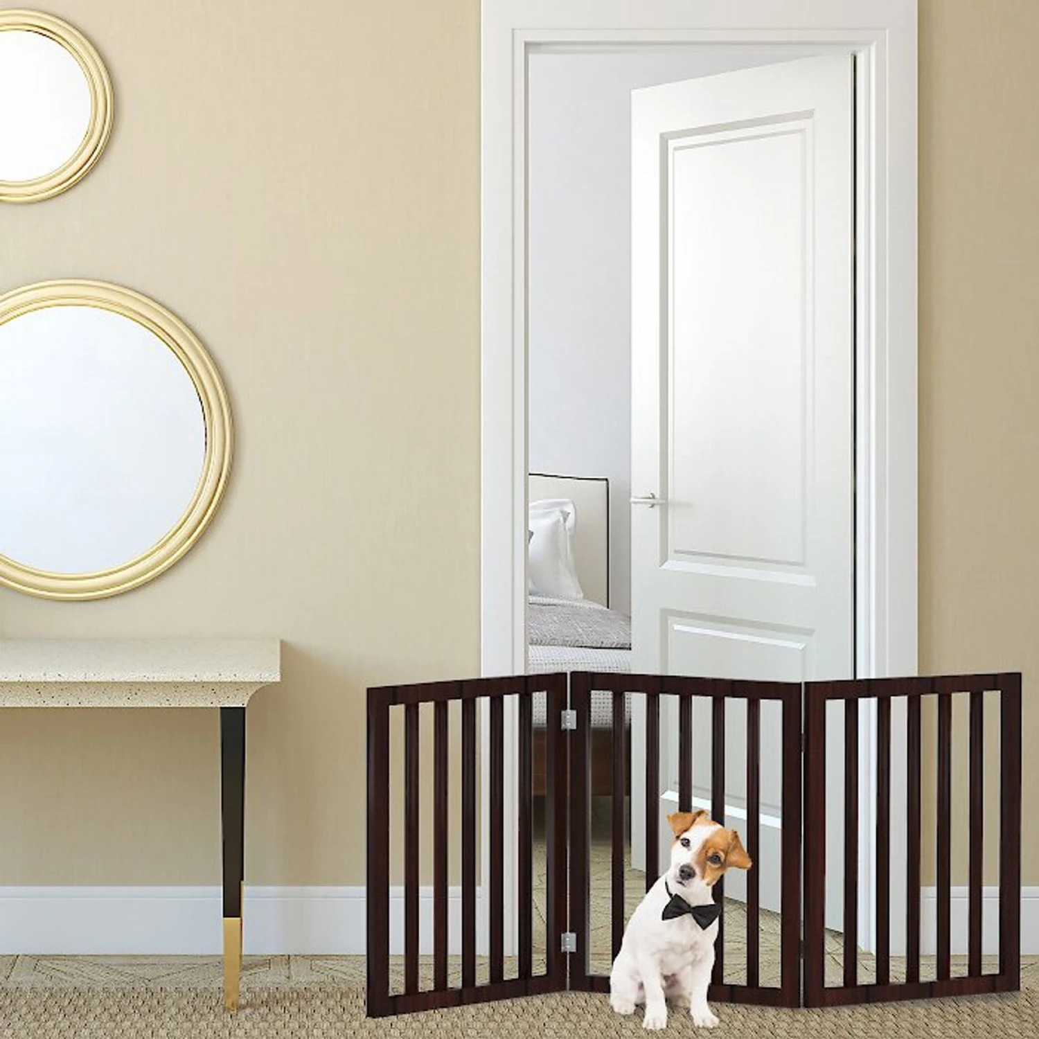Pet Adobe Accordian Style 3-Panel Dog & Cat Gate 1 Pet Adobe Accordian Style 3-Panel Dog & Cat Gate
