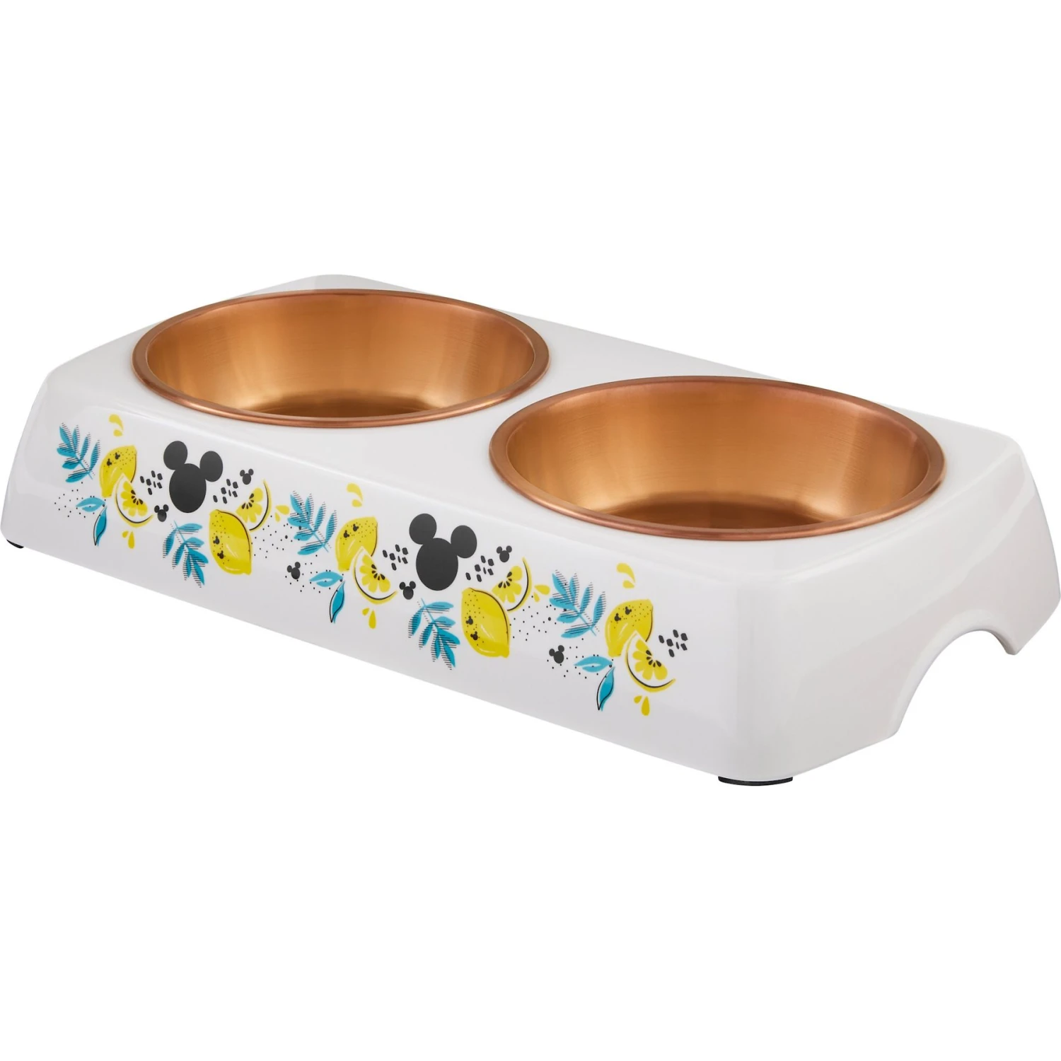 Disney Mickey Mouse Lemon Melamine Stainless Steel Double Dog & Cat Bowl 1 Disney Mickey Mouse Lemon Melamine Stainless Steel Double Dog & Cat Bowl