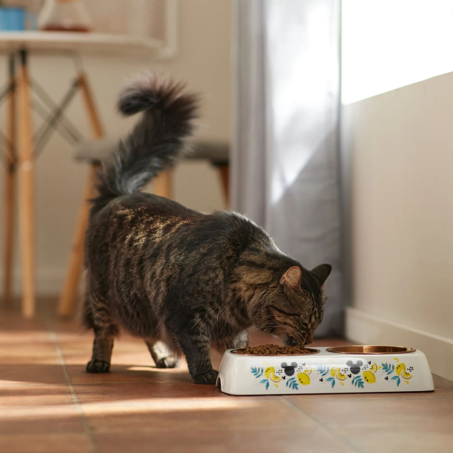 Disney Mickey Mouse Lemon Melamine Stainless Steel Double Dog & Cat Bowl 4 Disney Mickey Mouse Lemon Melamine Stainless Steel Double Dog & Cat Bowl - Image 4