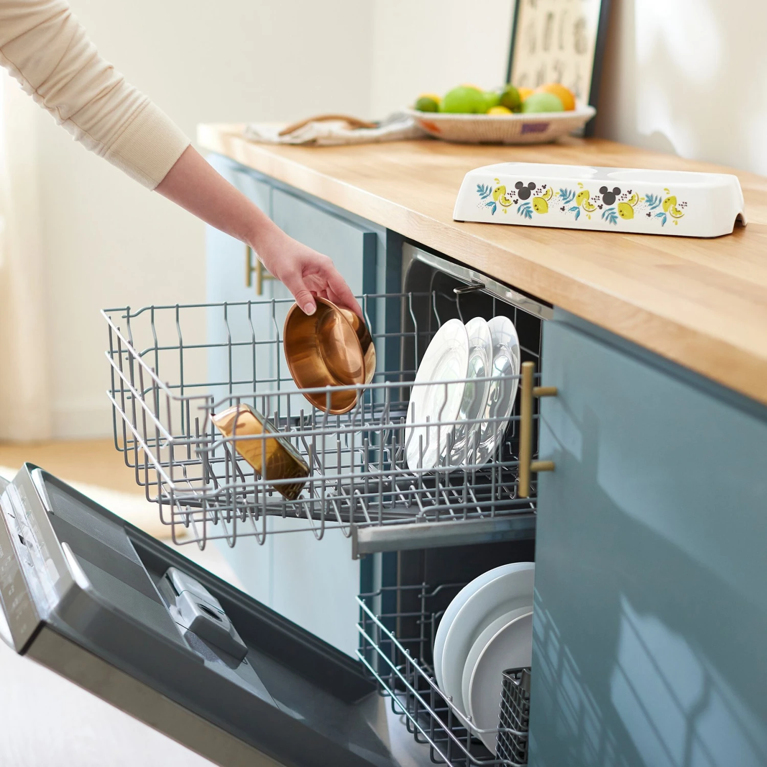 Disney Mickey Mouse Lemon Melamine Stainless Steel Double Dog & Cat Bowl 7 Disney Mickey Mouse Lemon Melamine Stainless Steel Double Dog & Cat Bowl - Image 7