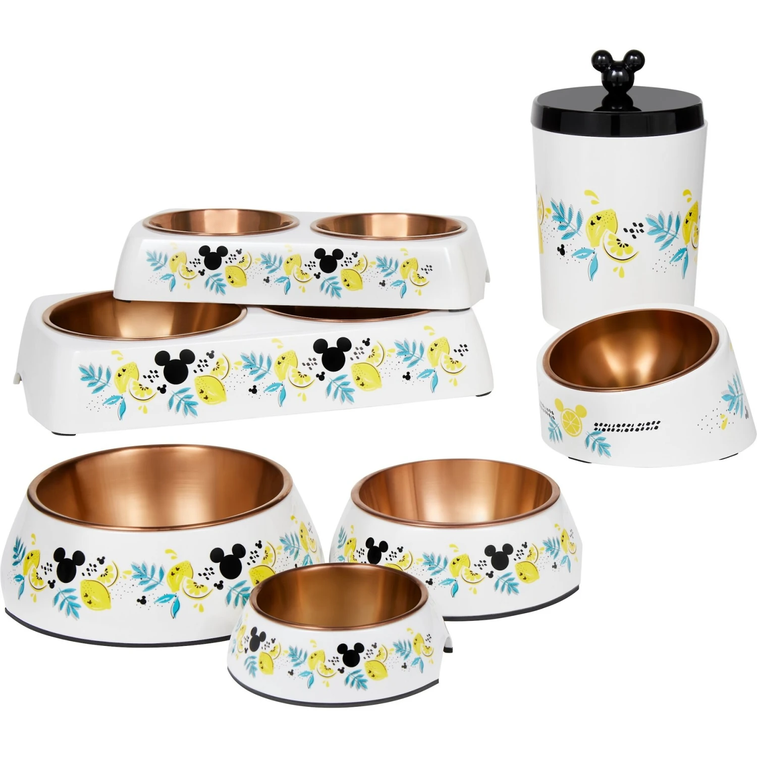 Disney Mickey Mouse Lemon Melamine Stainless Steel Double Dog & Cat Bowl 8 Disney Mickey Mouse Lemon Melamine Stainless Steel Double Dog & Cat Bowl - Image 8