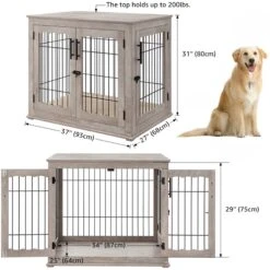 Unipaws Wooden Wire Furniture End Table Dog Crate -Dog Supply Store 316166 PT4. AC SS1800 V1664534100
