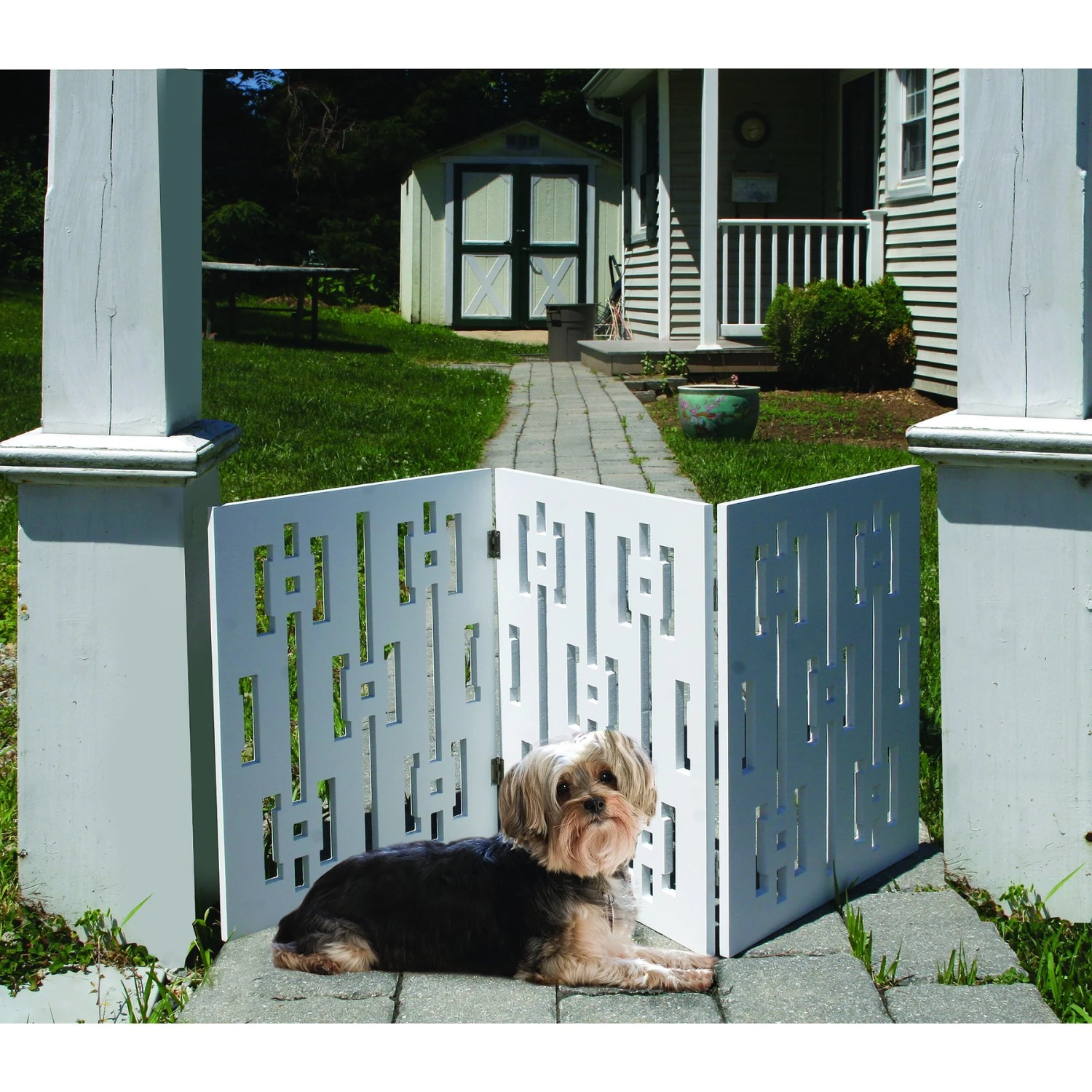 Etna Geometric Design Wood Dog Gate 1 Etna Geometric Design Wood Dog Gate