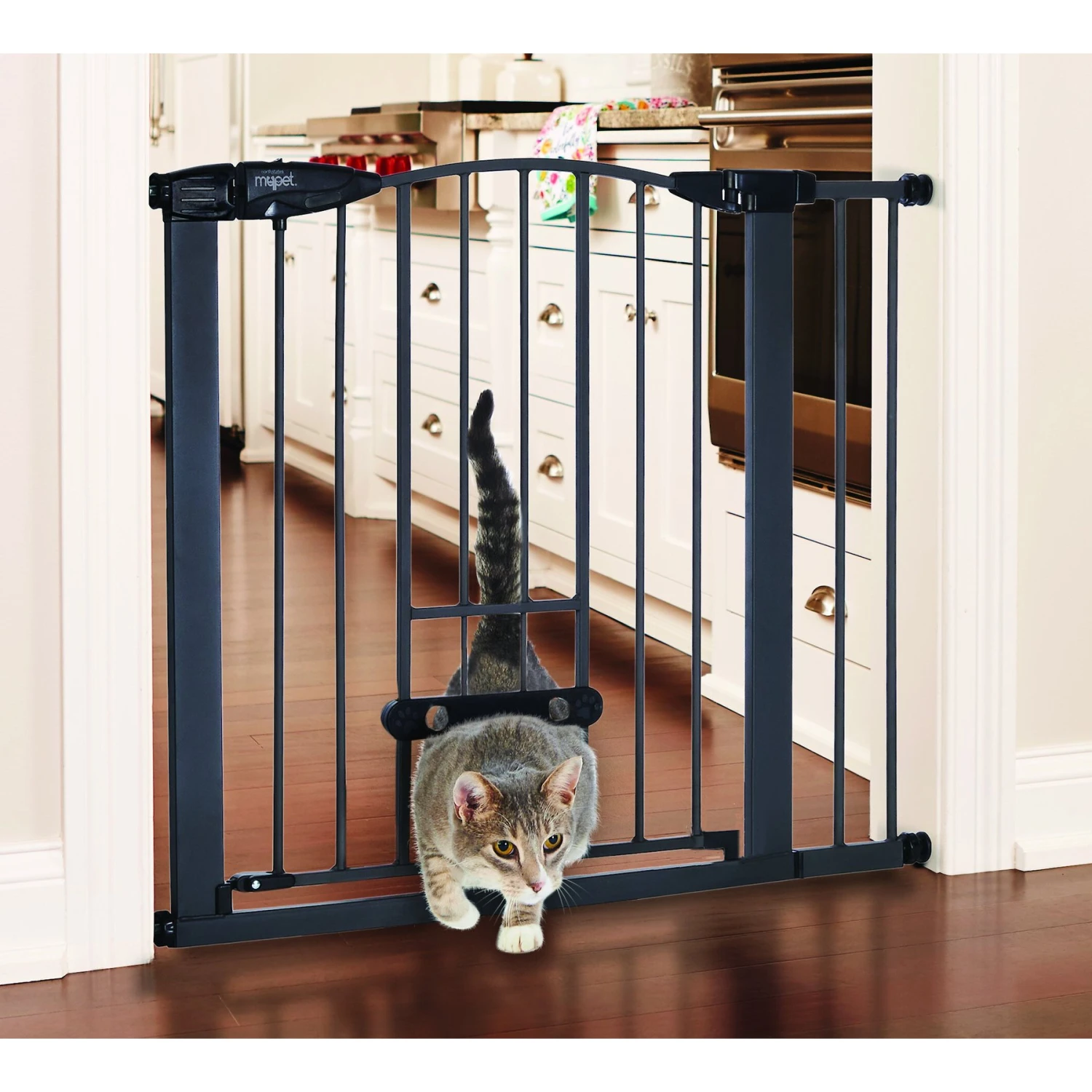 MyPet Wide Deco EasyPass Pet Gate, 30" High - Graphite 3 MyPet Wide Deco EasyPass Pet Gate, 30" High - Graphite - Image 3