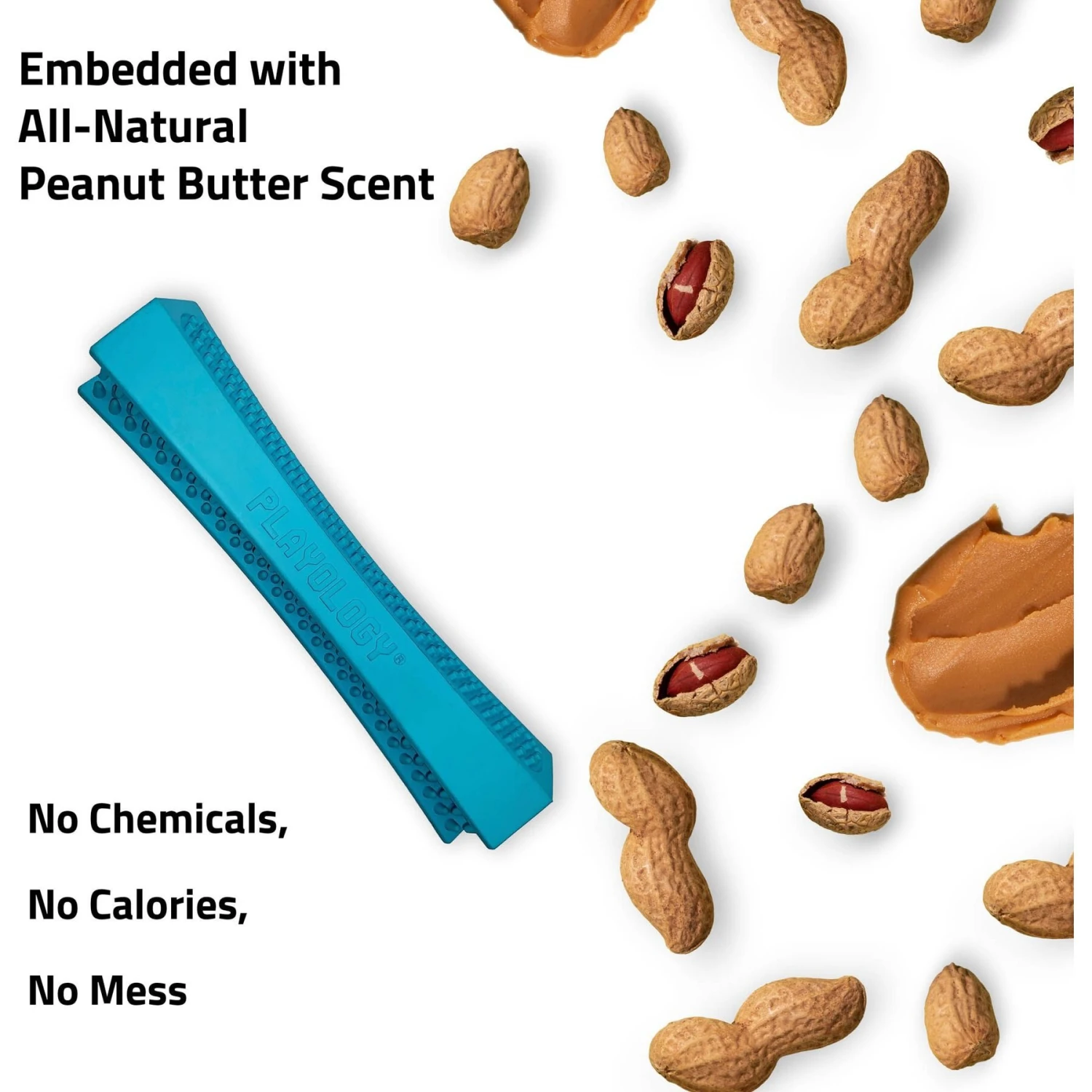 Playology All Natural Peanut Butter Scented Dental Chew Stick Dog Toy 3 Playology All Natural Peanut Butter Scented Dental Chew Stick Dog Toy - Image 3