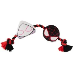 Marvel 's Miles Morales & Ghost Spider Plush With Rope Squeaky Dog Toy