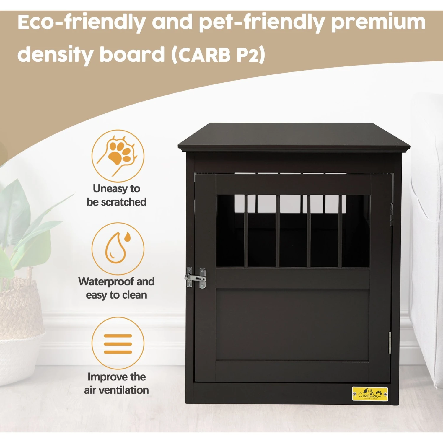 Coziwow By Jaxpety Single Door Furniture Style Wooden Dog Crate & End Table, Brown 8 Coziwow By Jaxpety Single Door Furniture Style Wooden Dog Crate & End Table, Brown - Image 8