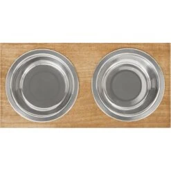 Frisco Premium Wood Elevated Stainless Steel Double Diner Dog & Cat Bowl -Dog Supply Store 331490 PT4. AC SS1800 V1657656892