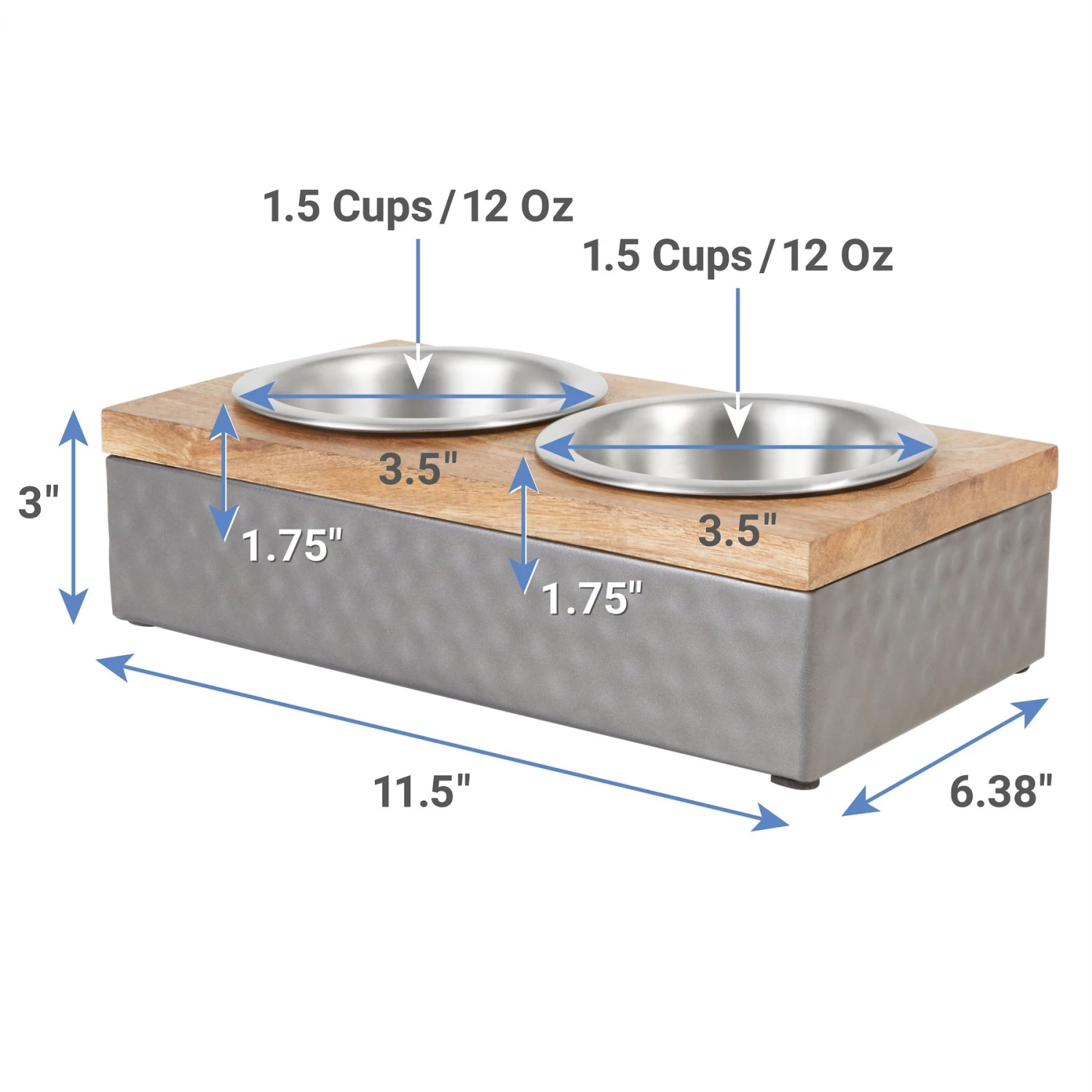 Frisco Premium Stainless Steel Double Diner Dog & Cat Bowl, Black 2 Frisco Premium Stainless Steel Double Diner Dog & Cat Bowl, Black - Image 2