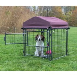 TRIXIE Deluxe Outdoor Dog Kennel With Cover & Secure Lock, Black/Burgundy 10 TRIXIE Deluxe Outdoor Dog Kennel With Cover & Secure Lock, Black/Burgundy -Dog Supply Store 333717 PT2. AC SS1800 V1634085699