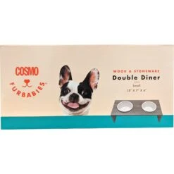 Cosmo Furbabies Double Dog & Cat Diner, Gray -Dog Supply Store 341993 PT2. AC SS1800 V1636063897