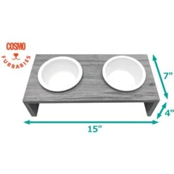 Cosmo Furbabies Double Dog & Cat Diner, Gray -Dog Supply Store 341993 PT4. AC SS1800 V1636062153