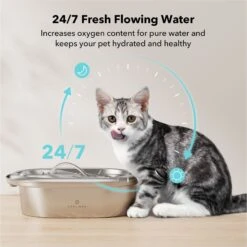 Petlibro Stainless Steel Dog & Cat Water Fountain, 2-L -Dog Supply Store 352550 PT2. AC SS1800 V1689084912