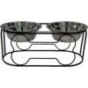 YML Wrought Iron Stand Dog & Cat Feeder Bowl, Stainless Steel