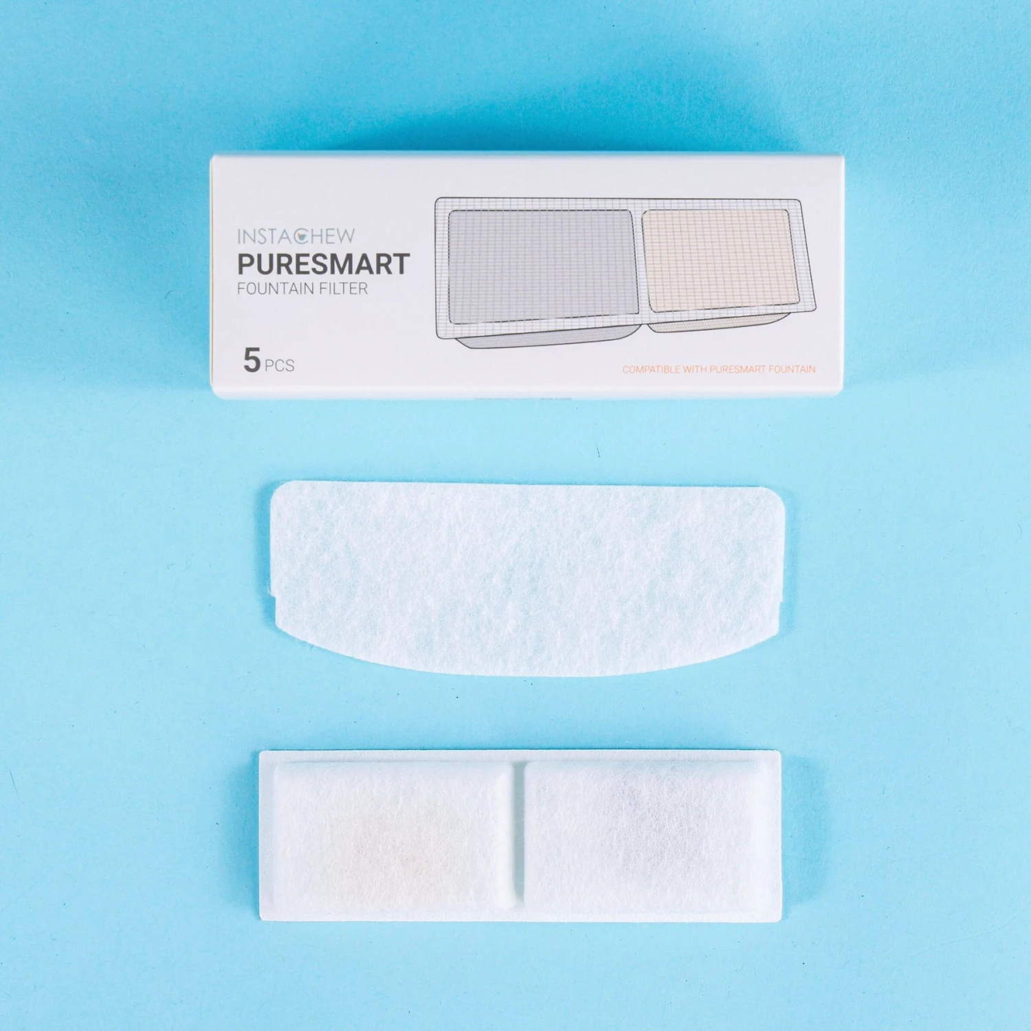 INSTACHEW Purrflow & Puresmart Replacement Water Fountain Filters, White, 5 Count 1 INSTACHEW Purrflow & Puresmart Replacement Water Fountain Filters, White, 5 Count