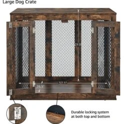 Unipaws Furniture Style Dog Crate With Tray, Rustic Brown -Dog Supply Store 361899 PT2. AC SS1800 V1649959894