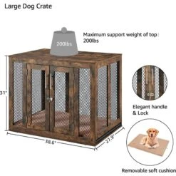 Unipaws Furniture Style Dog Crate With Tray, Rustic Brown -Dog Supply Store 361899 PT4. AC SS1800 V1649962586