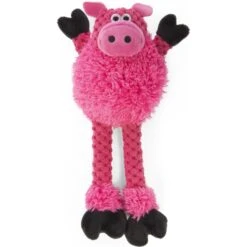 GoDog Checkers Skinny Pig Squeaker Dog Toy, Pink -Dog Supply Store 362857 PT3. AC SS1800 V1642634521