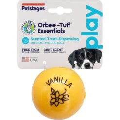 Planet Dog Orbee-Tuff Essentials Vanilla Scented Interactive Dog Ball Treat Dispenser Toy, Yellow -Dog Supply Store 367765 PT6. AC SS1800 V1644523906