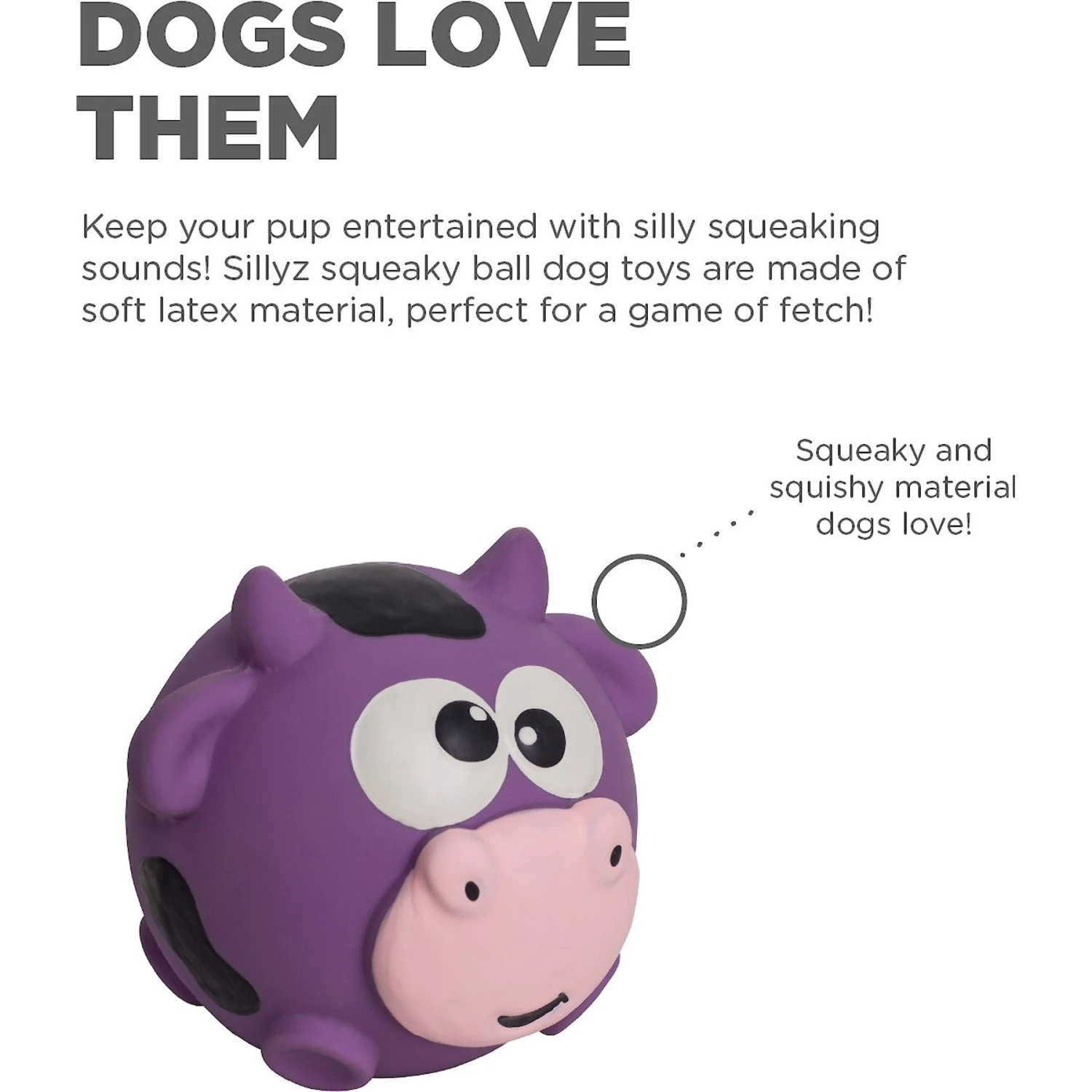 Outward Hound Sillyz Cow Latex Rubber Squeaky Ball Dog Toy 2 Outward Hound Sillyz Cow Latex Rubber Squeaky Ball Dog Toy - Image 2