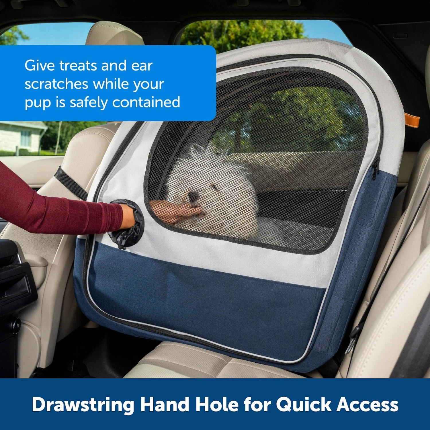 PetSafe Happy Ride Collapsible Cat & Dog Travel Crate, Gray & Blue 4 PetSafe Happy Ride Collapsible Cat & Dog Travel Crate, Gray & Blue - Image 4