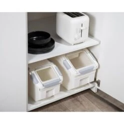 Hanamya Pet Food Storage Container With Measuring Cup, White & Gray -Dog Supply Store 511766 PT3. AC SS1800 V1649204867