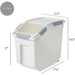 Hanamya Pet Food Storage Container With Measuring Cup, White & Gray -Dog Supply Store 511766 PT4. AC SS1800 V1649217730