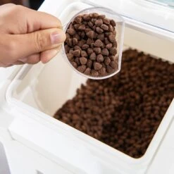 Hanamya Pet Food Storage Container With Measuring Cup, White & Gray -Dog Supply Store 511766 PT6. AC SS1800 V1649229992