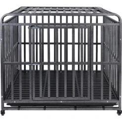 SMONTER Heavy Duty Metal Anxiety Indoor & Outdoor Large Breed Dog Crate, Dark Silver -Dog Supply Store 517206 PT6. AC SS1800 V1650415292