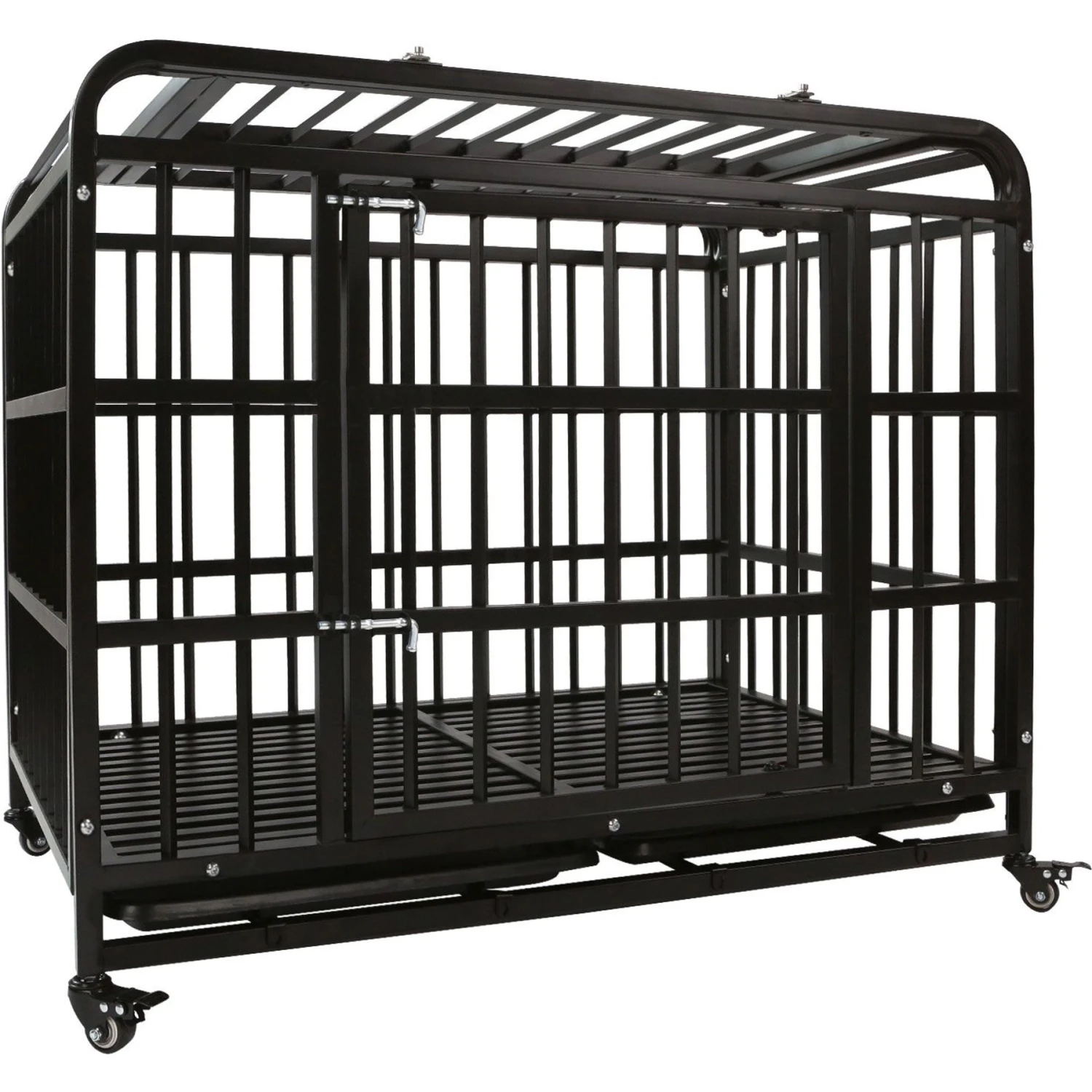 SMONTER Heavy Duty Metal Indoor & Outdoor Medium & Large Breed Dog Crate, Dark Silver 3 SMONTER Heavy Duty Metal Indoor & Outdoor Medium & Large Breed Dog Crate, Dark Silver - Image 3