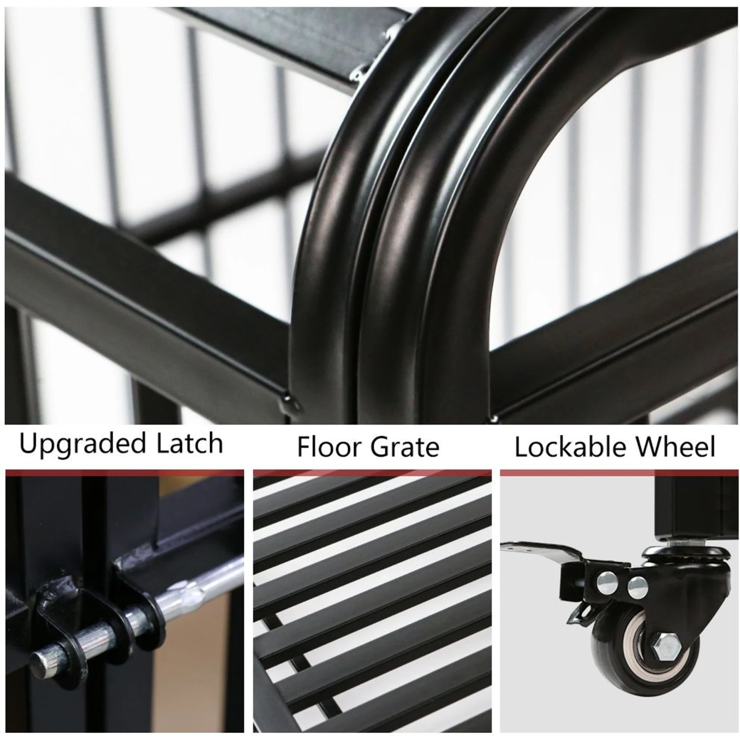 SMONTER Heavy Duty Metal Indoor & Outdoor Medium & Large Breed Dog Crate, Dark Silver 4 SMONTER Heavy Duty Metal Indoor & Outdoor Medium & Large Breed Dog Crate, Dark Silver - Image 4