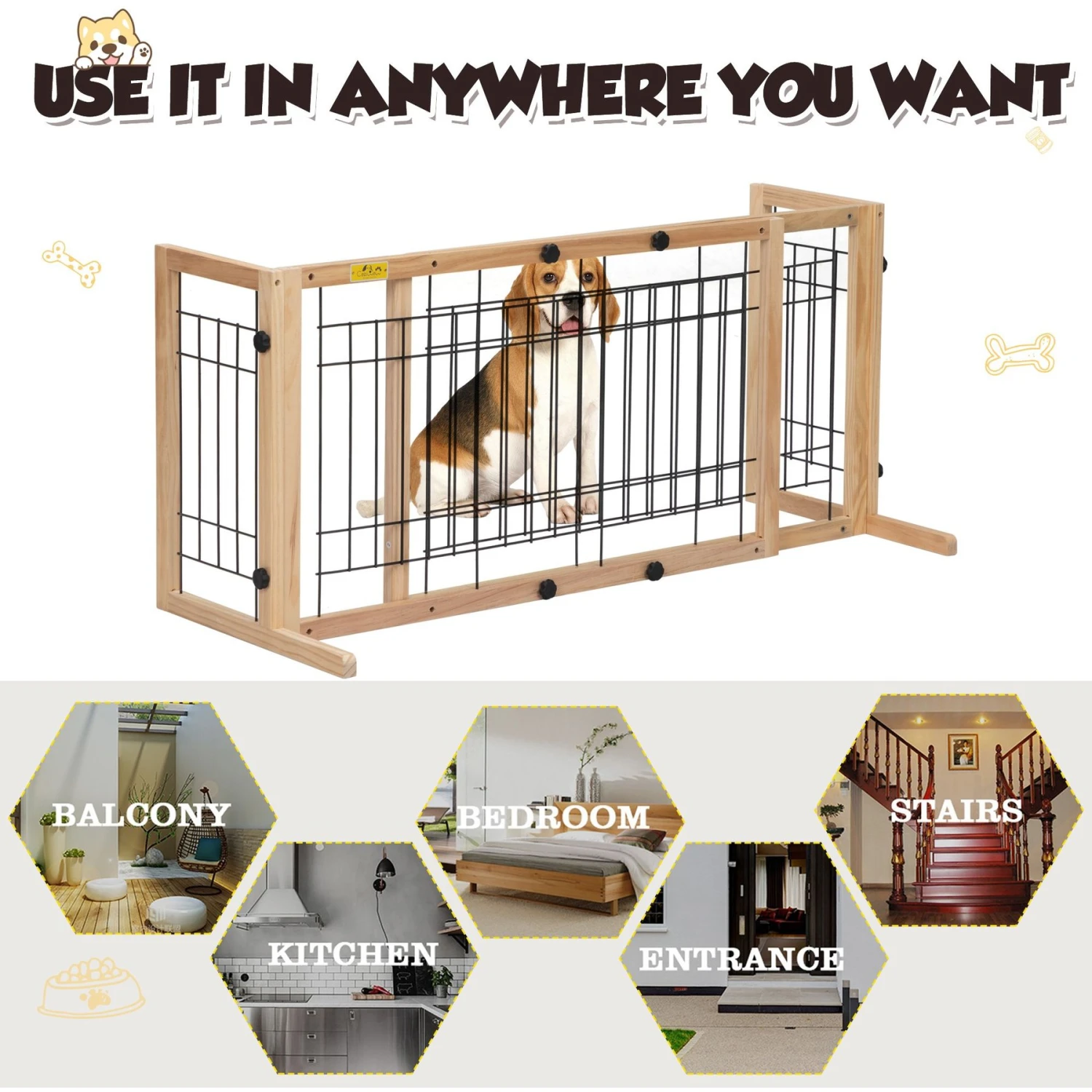 Coziwow Adjustable Freestanding Dog Gate 9 Coziwow Adjustable Freestanding Dog Gate - Image 9