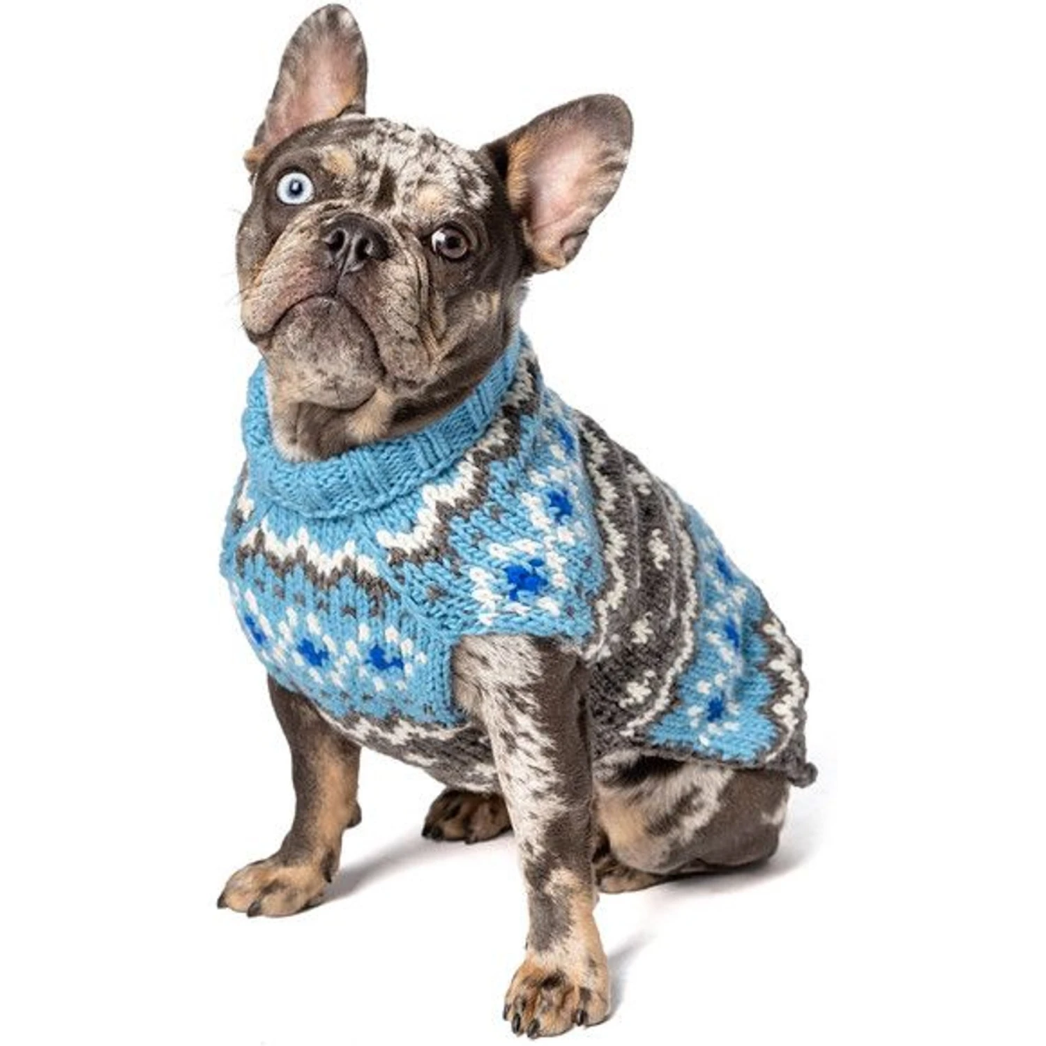 Chilly Dog Fairisle Wool Dog Sweater, Blue 2 Chilly Dog Fairisle Wool Dog Sweater, Blue - Image 2