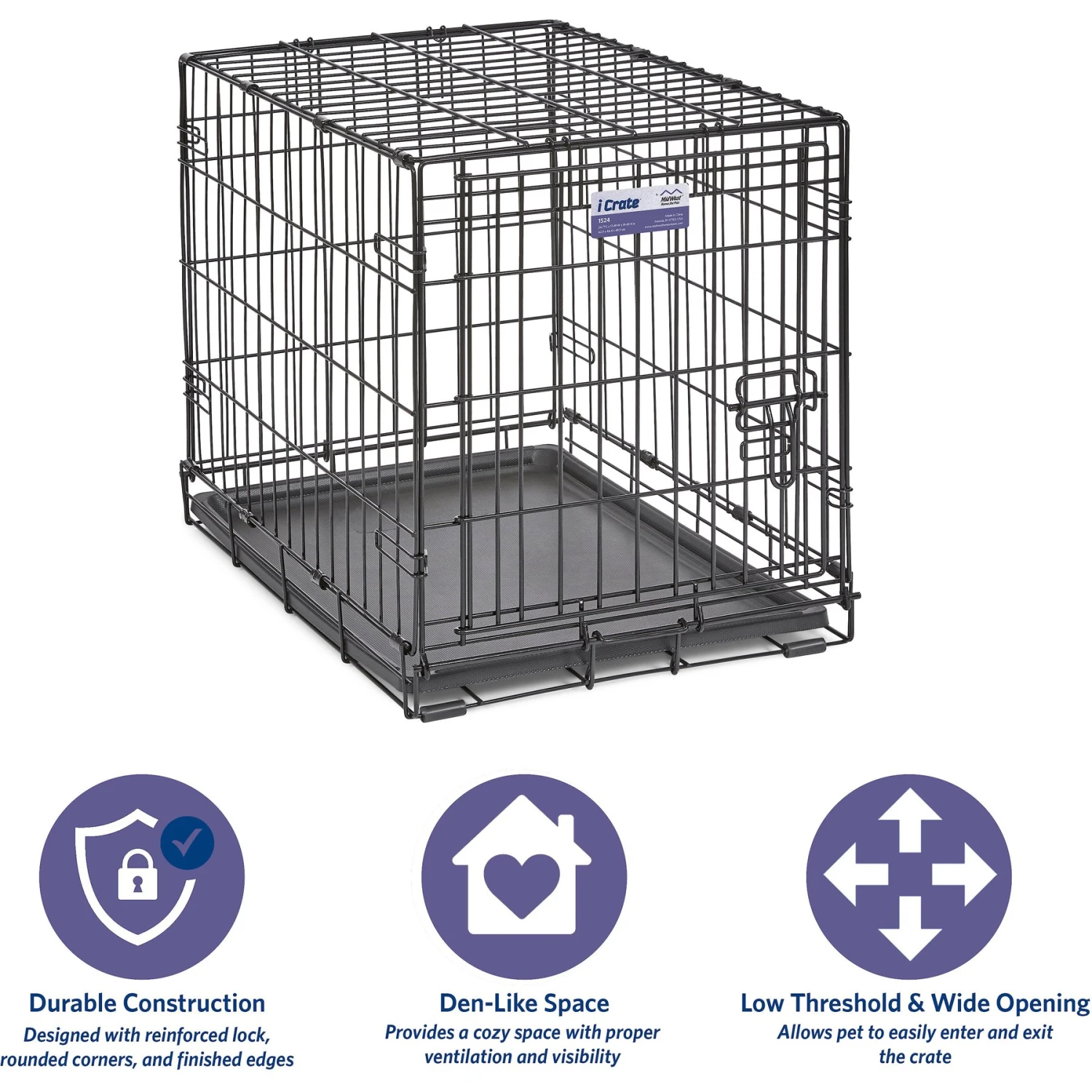 MidWest ICrate Fold & Carry Single Door Collapsible Wire Dog Crate 6 MidWest ICrate Fold & Carry Single Door Collapsible Wire Dog Crate - Image 6