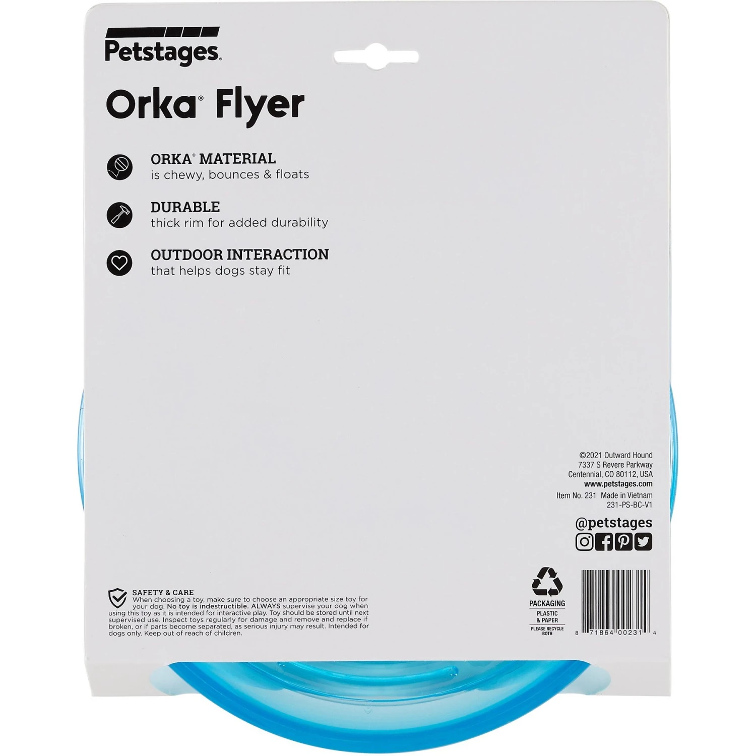 Petstages Orka Flyer Tough Dog Toy 8 Petstages Orka Flyer Tough Dog Toy - Image 8