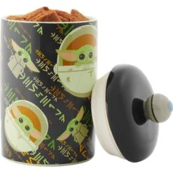 STAR WARS THE MANDALORIAN THE CHILD Aurebesh Ceramic Treat Jar & STAR WARS THE MANDALORIAN GROGU AUREBESH Non-Skid Stainless Steel With Melamine Stand Dog & Cat Bowl -Dog Supply Store 623382 PT4. AC SS1800 V1661896380