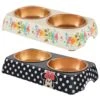 Disney Minnie Mouse Summer Bamboo Melamine Stainless Steel Double Dog & Cat Bowl & Disney Minnie Mouse Peek-A-Boo Melamine Stainless Steel Double Dog & Cat Bowl