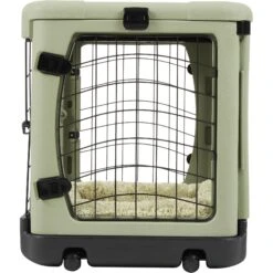 Pet Gear The Other Door Double Door Collapsible Wire Dog Crate & Plush Pad, Sage -Dog Supply Store 64489 PT5. AC SS1800 V1562169793