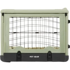Pet Gear The Other Door Double Door Collapsible Wire Dog Crate & Plush Pad, Sage -Dog Supply Store 64489 PT6. AC SS1800 V1562169850
