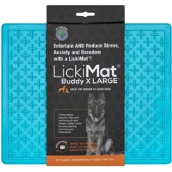 LickiMat Buddy Slow Feeder Dog Lick Mat, Turquoise, X-Large