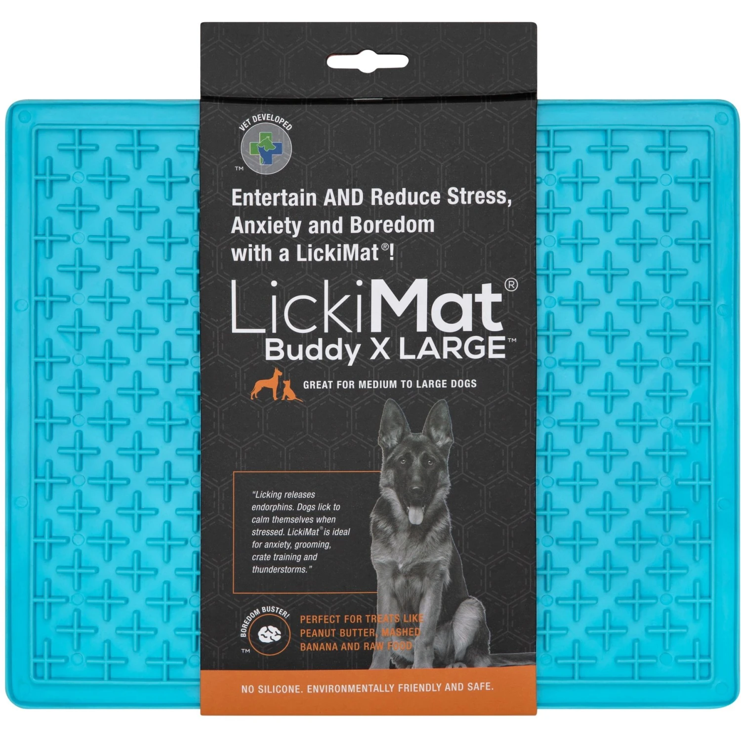 LickiMat Buddy Slow Feeder Dog Lick Mat, Turquoise, X-Large 1 LickiMat Buddy Slow Feeder Dog Lick Mat, Turquoise, X-Large