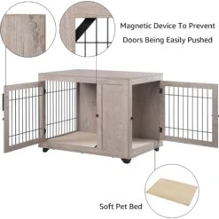 Unipaws Wooden Wire Furniture Style Dog Crate -Dog Supply Store 661110 PT3. AC SS1800 V1666299310