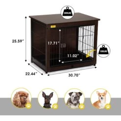 Coziwow Furniture Style Dog Crate With Removable Tray, Walnut -Dog Supply Store 661310 PT2. AC SS1800 V1669099017