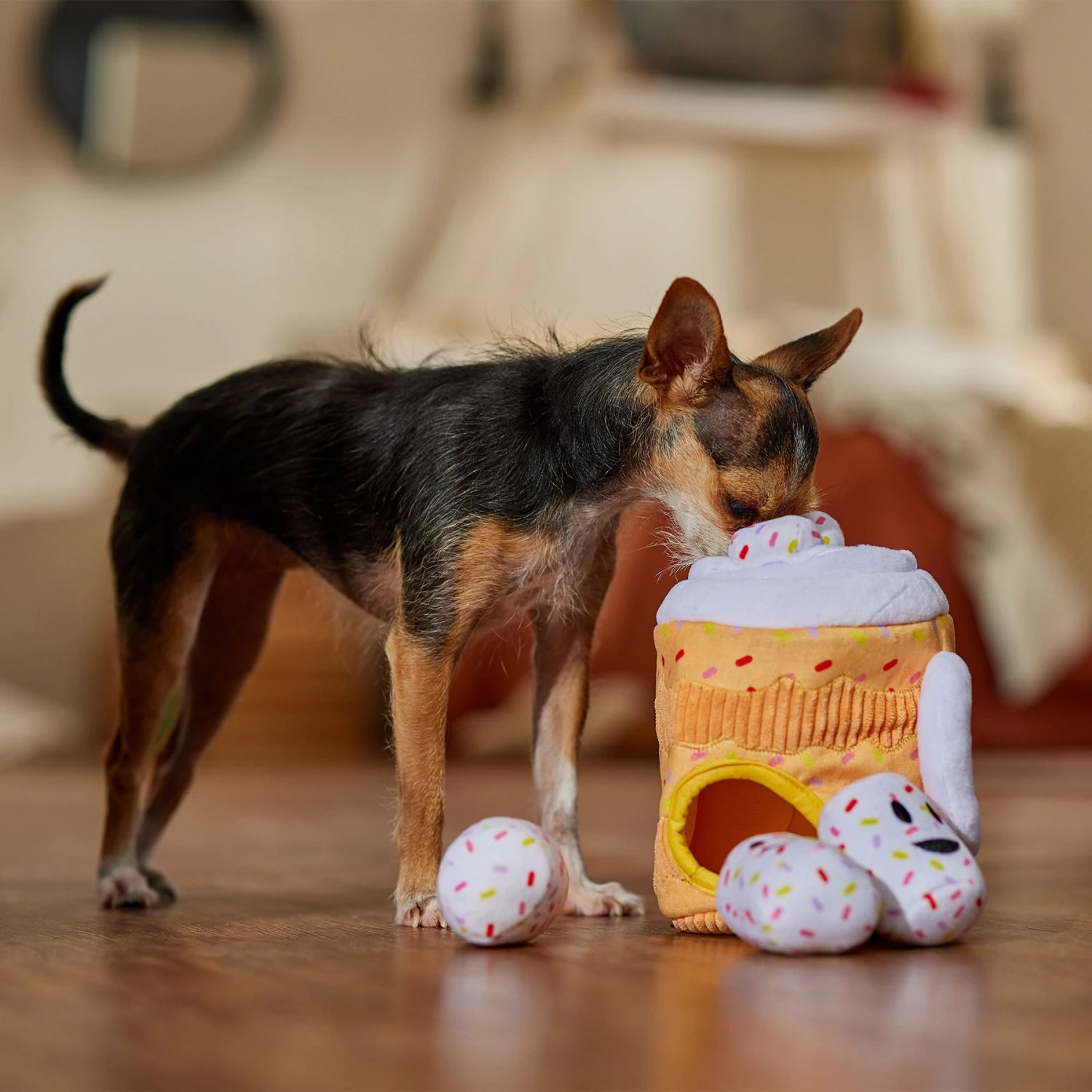 Frisco Halloween Fall Latte Hide & Seek Puzzle Plush Squeaky Dog Toy 4 Frisco Halloween Fall Latte Hide & Seek Puzzle Plush Squeaky Dog Toy - Image 4