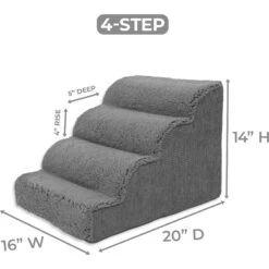 Precious Tails High Density Foam Scalloped Sherpa Top 4 Steps Dog & Cat Stair -Dog Supply Store 674982 PT5. AC SS1800 V1665780571